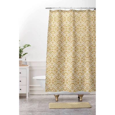 Wagner Campelo Boho Volutes Putty Shower Curtain Yellow - Deny Designs - Image 2