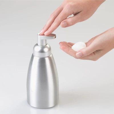 MDesign Aluminum Foaming Soap Dispenser Pump Bottle, 2 Pack - Brushed/Silver - Image 4