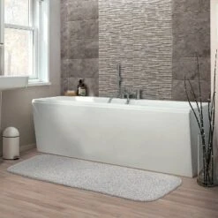 22"x60" Shaggy Nylon Washable Bath Rug Runner Platinum Gray - Garland Rug