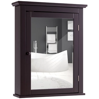 Tangkula Bathroom Wall Mounted Cupboard Mirrored Storage Cabinet Adjustable Shelf