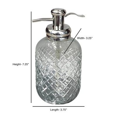 Set Of 3 Emory Glass & Chrome Soap Pump & Q-tip Jar Set With Vanity Tray Metallic Silver - Nu Steel - Image 6