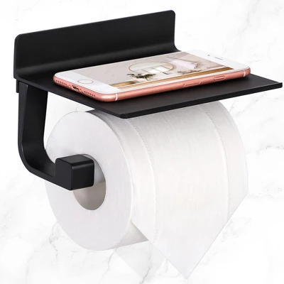 Unique Bargains Toilet Self Adhesive With Phone Shelf Bath Accessories Fixed Toilet Paper Holders - Image 2