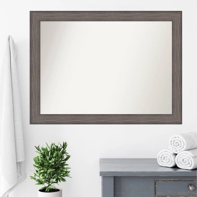 43" X 32" Non-Beveled Country Barn Wood Bathroom Wall Mirror Brown - Amanti Art - Image 6