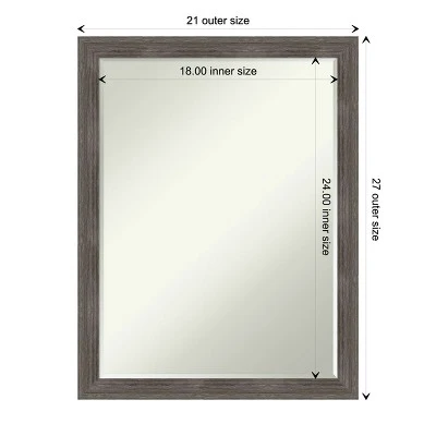 Amanti Art Pinstripe Lead Grey Petite Bevel Wood Bathroom Wall Mirror 26.5 X 20.5 In. - Image 3