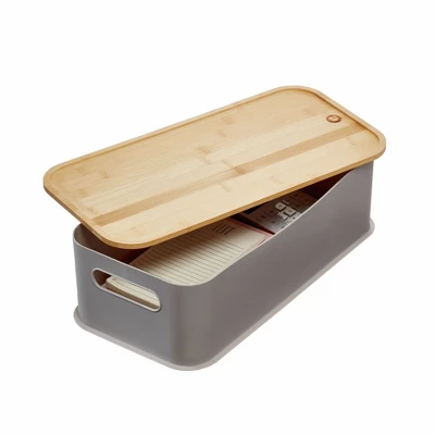 Large Handled Bin With Bamboo Lid Porpoise - IDESIGN - Image 2