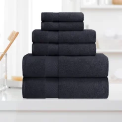 Fast-Drying Zero-Twist Cotton Assorted 6-Piece Towel Set - Blue Nile Mills