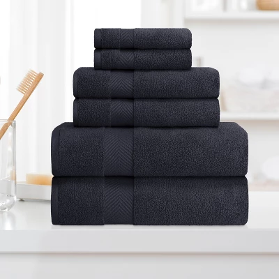 Fast-Drying Zero-Twist Cotton Assorted 6-Piece Towel Set - Blue Nile Mills