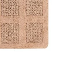 Square Honeycomb 100% Cotton Reversible Bath Rug Natural By Knightsbridge