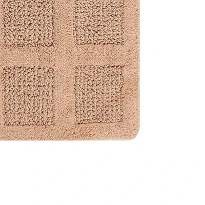 Square Honeycomb 100% Cotton Reversible Bath Rug Natural By Knightsbridge