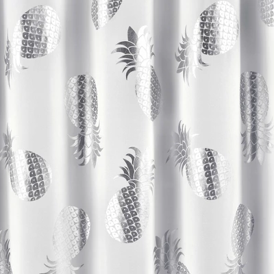 Pineapple Toss Shower Curtain Single Silver - Lush Décor - Image 3