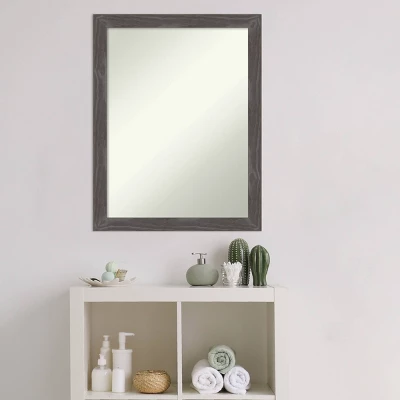 21" X 27" Non-Beveled Woodridge Rustic Gray Wood Bathroom Wall Mirror - Amanti Art - Image 4