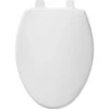 Caswell Never Loosen Elongated Antimicrobial Plastic Soft Close Toilet Seat White - Mayfair By Bemis
