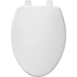 Caswell Never Loosen Elongated Antimicrobial Plastic Soft Close Toilet Seat White - Mayfair By Bemis