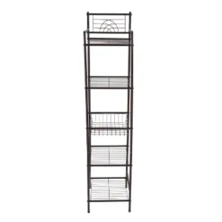 5 Tier Freestanding Bathroom Storage Shelves Brown - Bath Bliss