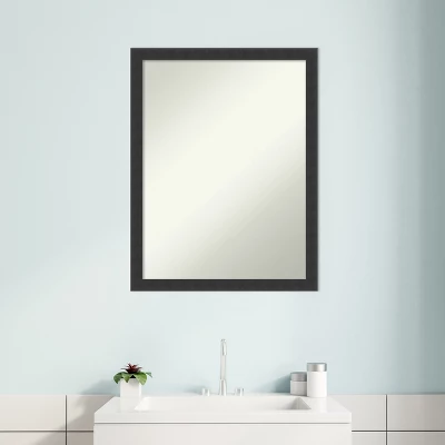 Mezzanotte Black Non-Beveled Wood Bathroom Wall Mirror - Image 8