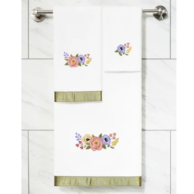 3pc Verano Design Embellished Towel Set White - Linum Home Textiles - Image 4