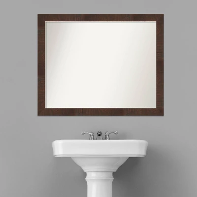 31" X 25" Non-Beveled Wildwood Brown Narrow Bathroom Wall Mirror - Amanti Art - Image 7