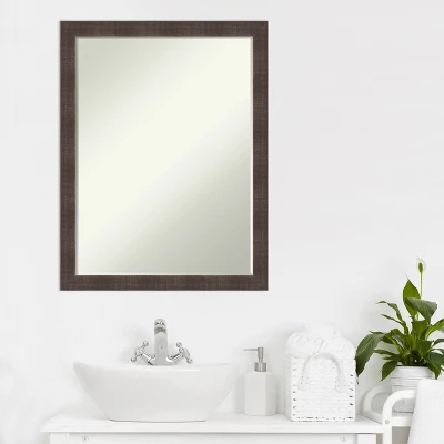 Amanti Art Whiskey Brown Rustic Petite Bevel Wood Bathroom Wall Mirror 26.25 X 20.25 In. - Image 7