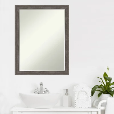 Amanti Art Pinstripe Lead Grey Petite Bevel Wood Bathroom Wall Mirror 26.5 X 20.5 In. - Image 6