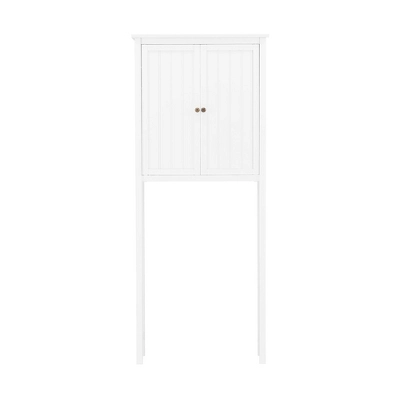 Dover Over The Toilet Hutch Bathroom Shelf With Two Doors And Two Towel Rods White - Alaterre Furniture - Image 2