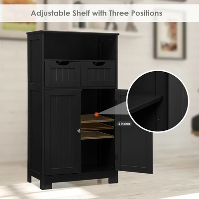 Costway Bathroom Floor Cabinet Wooden Storage Organizer W/Drawer Doors - Image 8