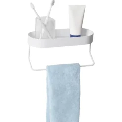 Metal Wall Shelf With Towel Bar White - Honey-Can-Do