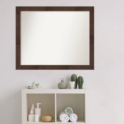 31" X 25" Non-Beveled Wildwood Brown Narrow Bathroom Wall Mirror - Amanti Art - Image 6