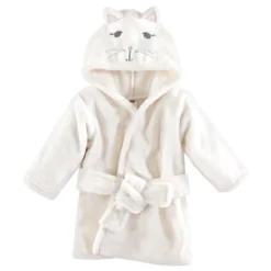 Hudson Baby Infant Girl Plush Animal Bathrobe, Kitty, 0-9 Months
