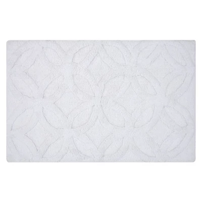 Arch Bath Rug 220 GSF Soft Plush Cotton Non Skid Back White By Knightsbridge - Image 3