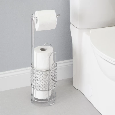 Home Basics Free Standing Dispensing Toilet Paper Holder, Chrome - Image 4
