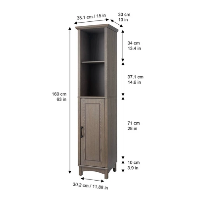 Teamson Home Russell Farmhouse Wooden Linen Tower Cabinet Salt Oak - Elegant Home Fashions - Image 3