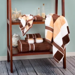 6pc Striped Bath Towel Set Brown - Yorkshire Home