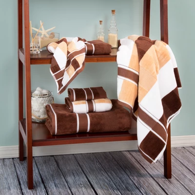 6pc Striped Bath Towel Set Brown - Yorkshire Home