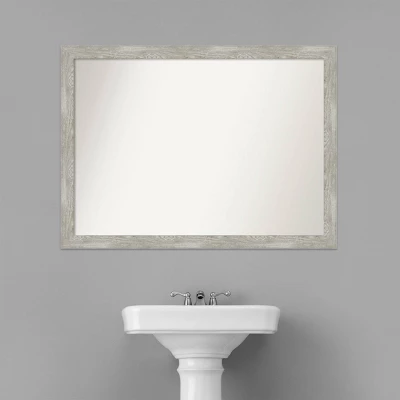42" X 31" Non-Beveled Dove Narrow Bathroom Wall Mirror Gray Wash - Amanti Art - Image 7