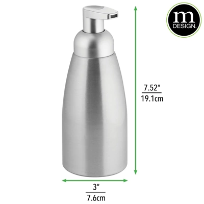 MDesign Aluminum Foaming Soap Dispenser Pump Bottle, 2 Pack - Brushed/Silver - Image 3