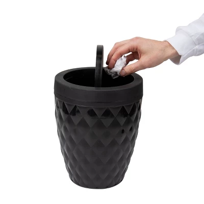 Round Wastepaper Basket And Toilet Brush Set Black - Mind Reader - Image 2