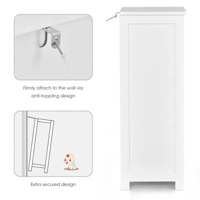 Costway White Floor Storage Cabinet Bathroom Organizer Free Standing 4 Drawers - Image 8