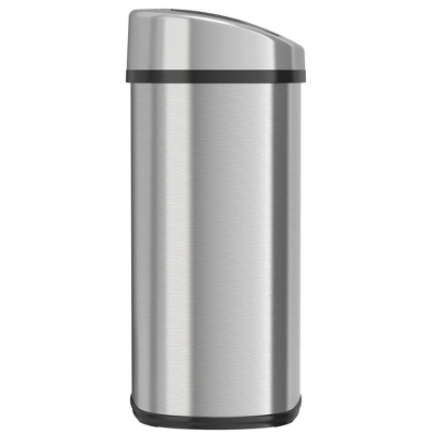 ITouchless Sensor Kitchen Trash Can With AC Adapter And AbsorbX Odor Filter 13 Gallon Oval Silver Stainless Steel - Image 3