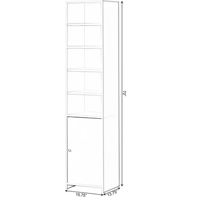 Basicwise Tall Freestanding Bathroom Laundry Storage Organizer Cabinet Linen Tower, White - Image 4
