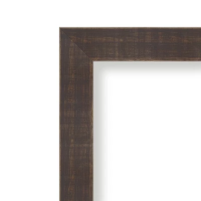 Amanti Art Whiskey Brown Rustic Petite Bevel Wood Bathroom Wall Mirror 26.25 X 20.25 In.