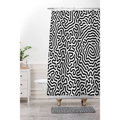 Adam Priester Coral Pattern Shower Curtain Black/White - Deny Designs - Image 2