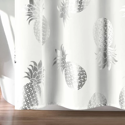 Pineapple Toss Shower Curtain Single Silver - Lush Décor - Image 2