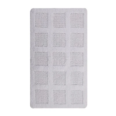 Square Honeycomb 100% Cotton Reversible Bath Rug White By Knightsbridge - Image 4