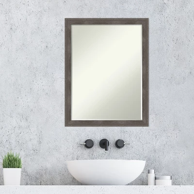 Amanti Art Pinstripe Lead Grey Petite Bevel Wood Bathroom Wall Mirror 26.5 X 20.5 In. - Image 4