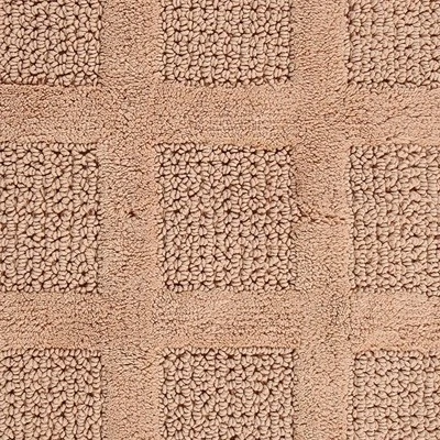 Square Honeycomb 100% Cotton Reversible Bath Rug Natural By Knightsbridge - Image 2