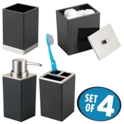 MDesign 4 Piece Plastic Bathroom Vanity Countertop Accessory Set
