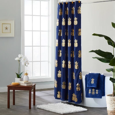 Gilded Pineapple Shower Curtain Blue - SKL Home - Image 3