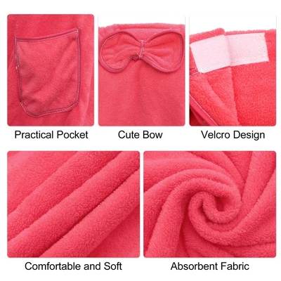 Unique Bargains Shower Wrap Towel For Women Adjustable Closure Bath Wrap With Pocket 1 Pc - Image 2
