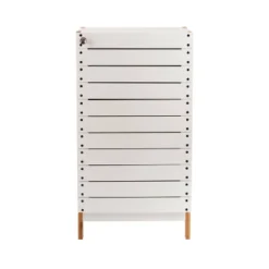 Deluxe Bamboo Floor Cabinet With Accent Slats Brown/White - Organize It All