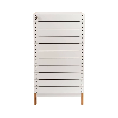 Deluxe Bamboo Floor Cabinet With Accent Slats Brown/White - Organize It All